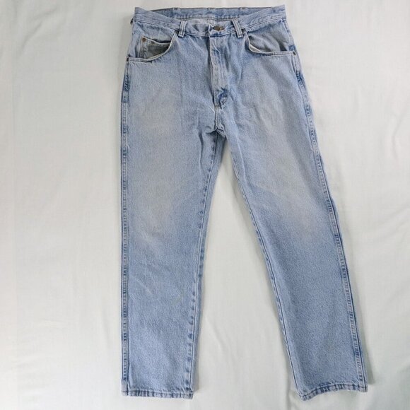 VTG Wrangler Light Wash Denim Distressed Straight Leg Faded Jeans - Picture 2 of 11